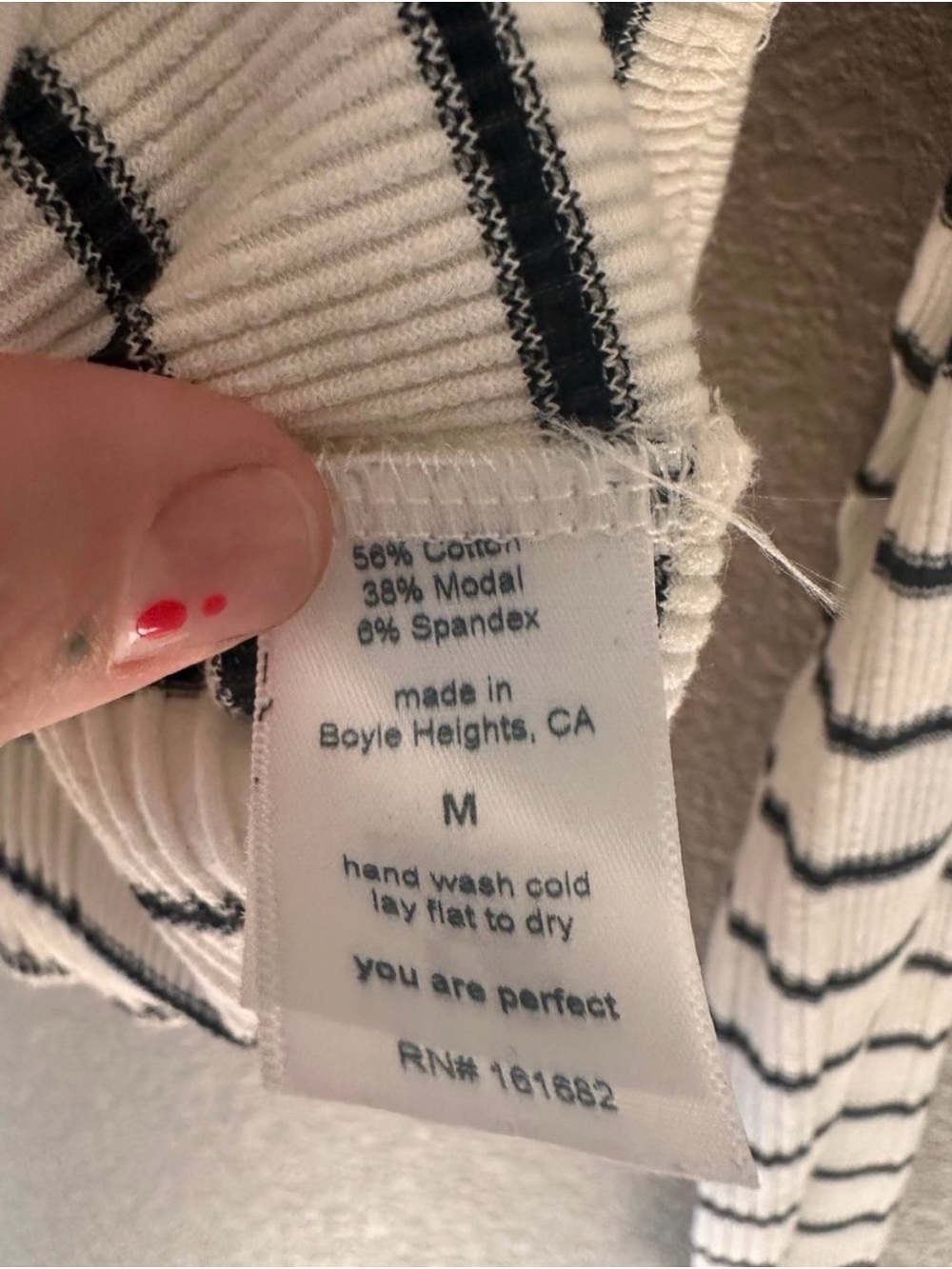 Perfect White Tee Stef Long Sleeve Boxy Tee in Sugar & Black Stripe Size Medium - Picture 4 of 5